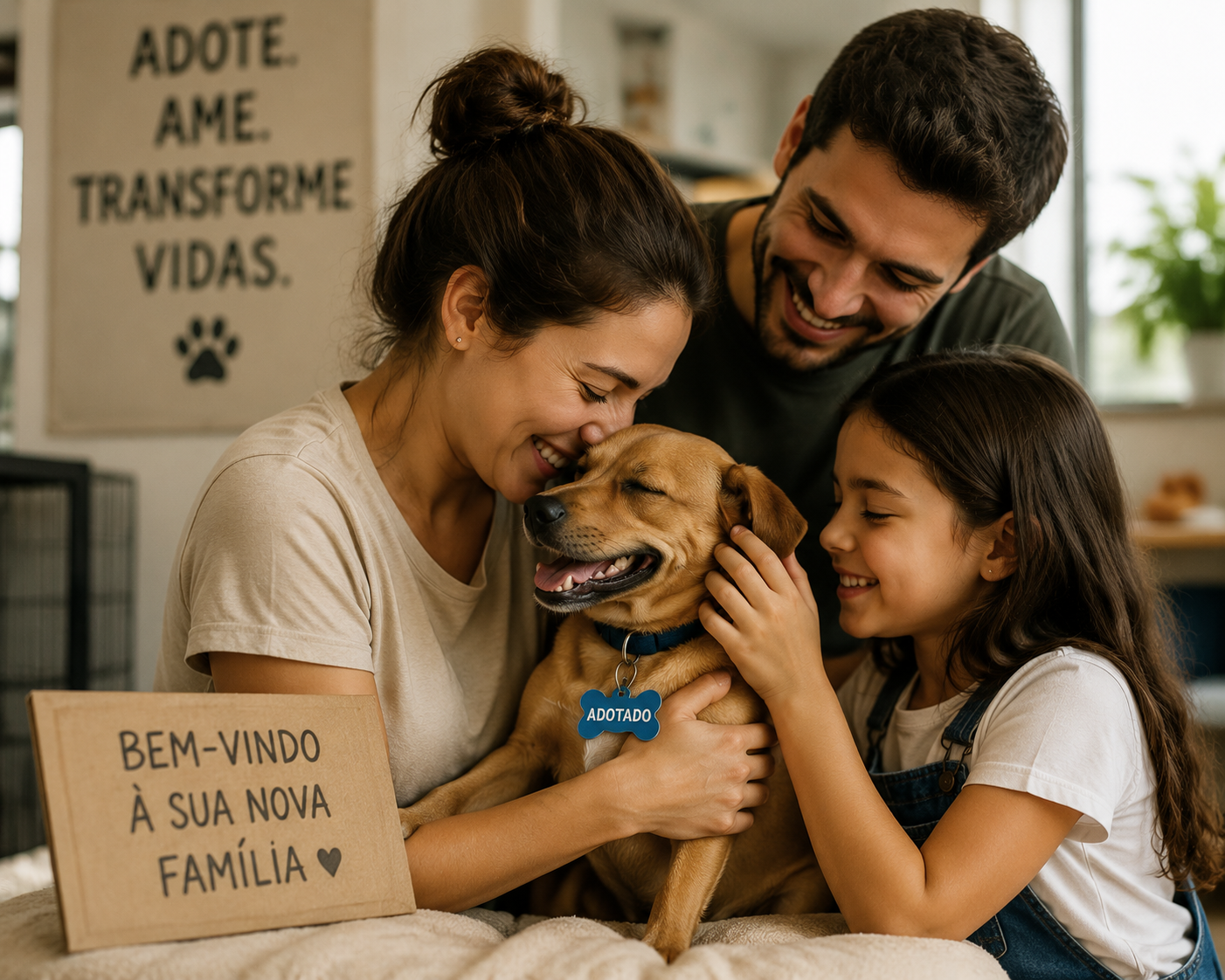 🏠 Prepare o ambiente com cama, comedouros, brinquedos e segurança. Faça um check-up veterinário logo após a adoção. Tenha paciência na adaptação: alguns animais vêm de situações difíceis e precisam de tempo para confiar. 